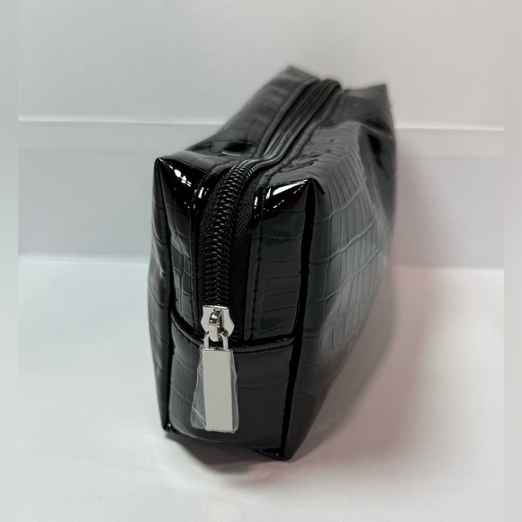 Kate Spade New York Black Croc Embossed Patent Small Cosmetic Pouch BRAND NEW - Picture 3 of 8